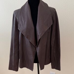 Eileen Fisher Dark Brown Leather Jacket